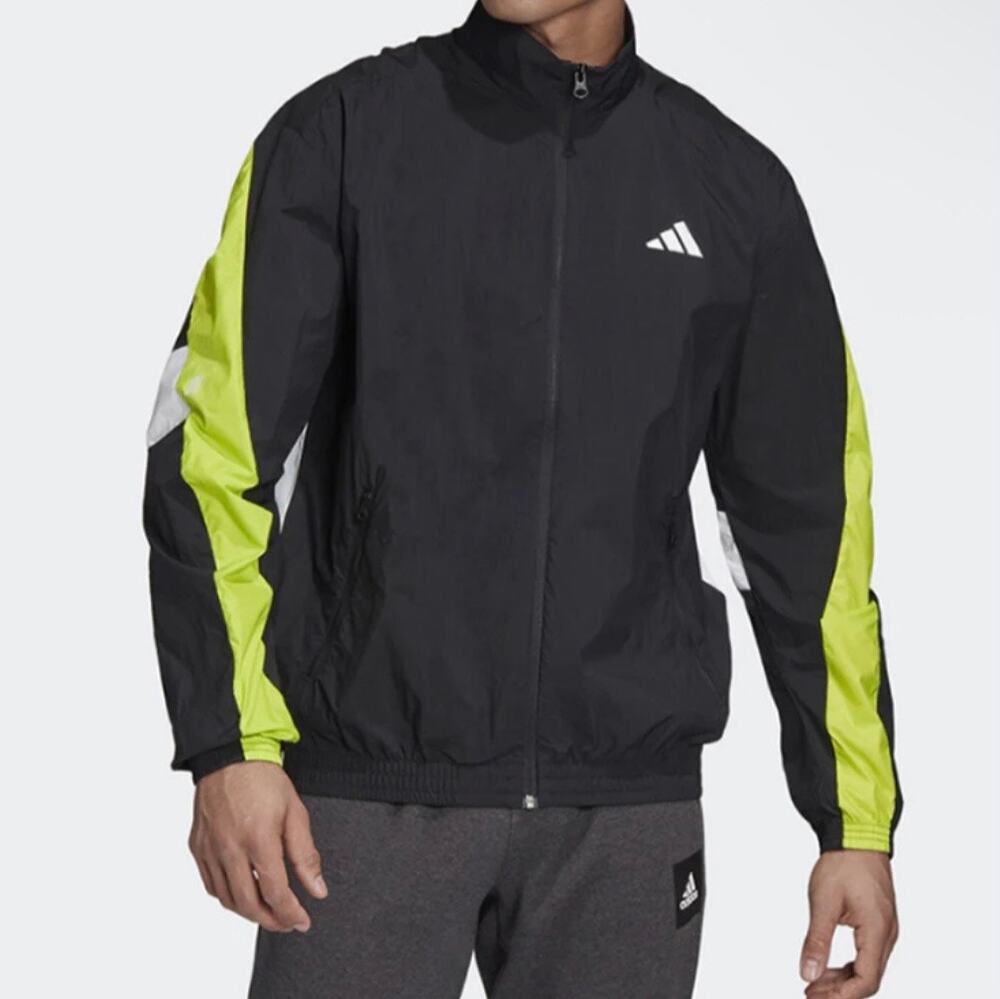 Adidas Urban Q3 Track Sports Full Zip Light Jacket Mens Large Windbreaker Black